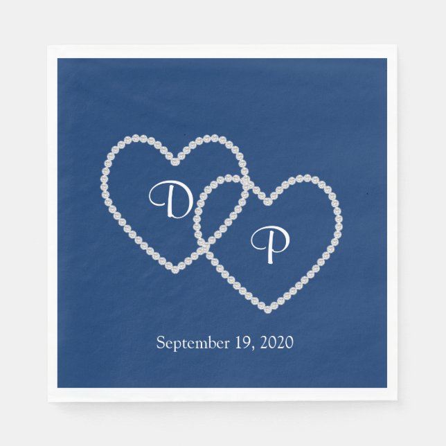 Wedding Two Hearts Paper Napkins (Front)