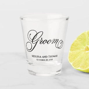 Wedding Typography Calligraphy Bride Personalised Shot Glass