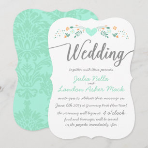 Wedding Typography Folk Art Floral Wedding Invites