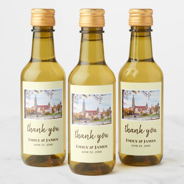 Wedding Ulm Minster Germany Farida Greenfield Wine Label (Bottles)