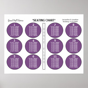 Wedding Ultra Violet 12 Table Seating Chart