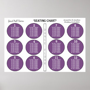 Wedding Ultra Violet 12 Table Seating Chart