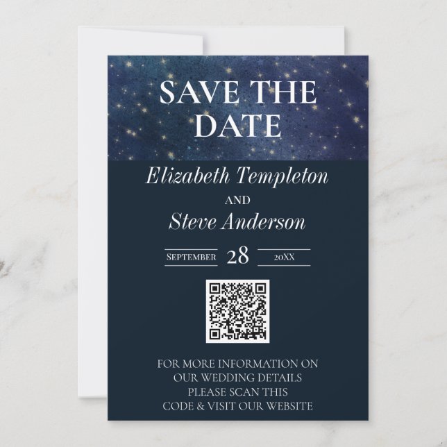 Wedding Under the Starry Night Sky Stars Celestial Save The Date (Front)