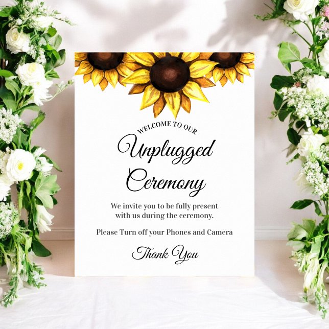 Wedding Unplugged Ceremony No Phone Sunflower Poster (Creator Uploaded)