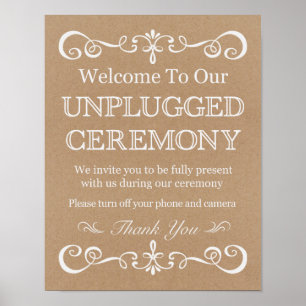 Wedding Unplugged Ceremony Rustic Wedding Sign