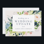 Wedding update blush floral change the date card<br><div class="desc">Need to cancel or postpone your wedding due to an unfortunate disaster? Pandemic? Hurricane? Death in the family? Send a notice to friends and family with this elegant navy floral and blush two-sided card. The back includes a large block of custom text with suggested wording and matching watercolor florals. You...</div>