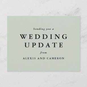 Wedding update change the date sage green postcard