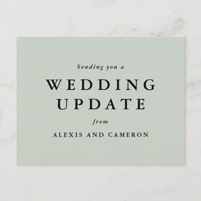 Wedding update change the date sage green postcard (Front)