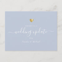 Wedding Update Elegant Script Gold Light Dust Blue
