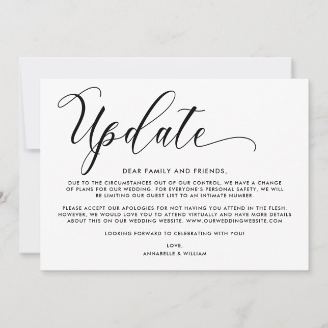 Wedding Update | Smaller Wedding Announcement (Front)