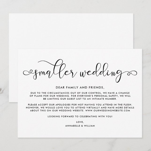 Wedding Update | Smaller Wedding Announcement (Front/Back)