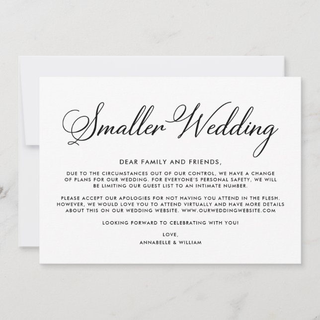 Wedding Update | Smaller Wedding Announcement (Front)