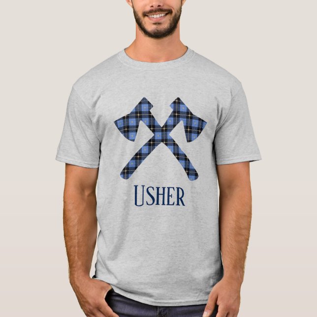 Wedding Usher double cross axe plaid T-Shirt (Front)