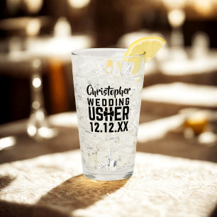 Wedding Usher Name Bridal Party Glass