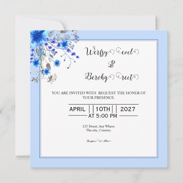 Wedding Vector Of Floral Wedding Invitation Card (Front)