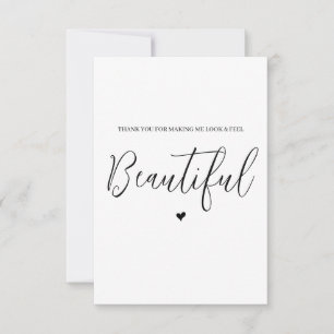 Wedding Vendor Thank You Card- Hair/Make-up Card