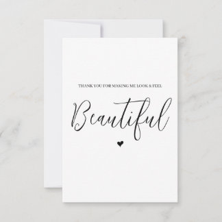 Wedding Vendor Thank You Card- Hair/Make-up Card