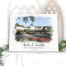 Wedding Venue Photo Watercolor Bride Groom Couple
