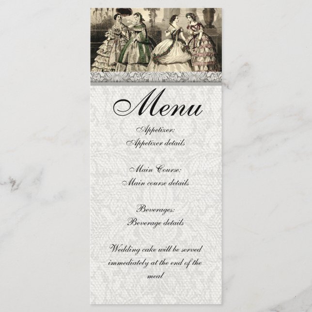 Wedding Vintage Antique Bride Menu (Front)