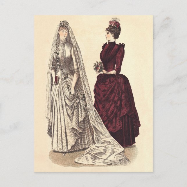 Wedding Vintage bridal party brides and bridesmaid Postcard (Front)