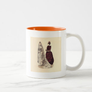 Wedding Vintage bridal party brides and bridesmaid Two-Tone Coffee Mug