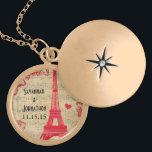 Wedding Vintage Eiffel Tower Anniversary Necklace<br><div class="desc">Wedding Keepsake Wedding Party Necklaces - to change background colour - click customise - click edit - choose last tool in drop down menu and choose from one of the colours shown or enter your rgb hex code for your custom wedding colour- to change font colour select the text you...</div>