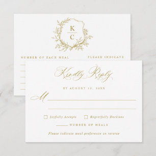 Wedding Vintage Elegant Classic Gold Meal Choice RSVP Card