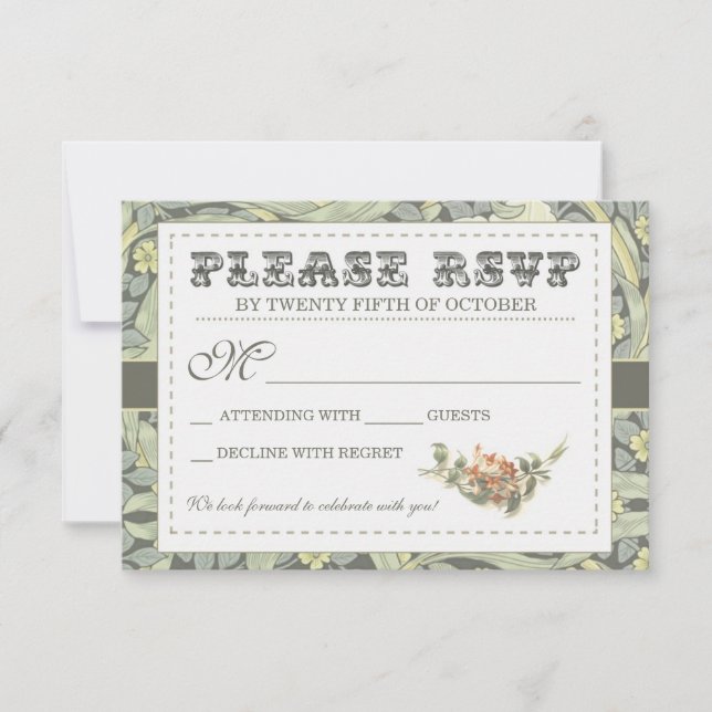 Wedding vintage floral RSVP cards (Front)