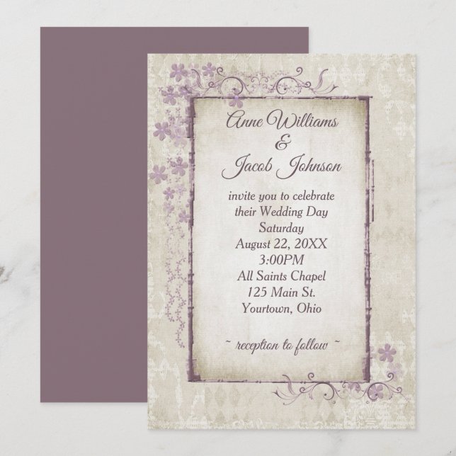Wedding Vintage Frame Invitation (Front/Back)