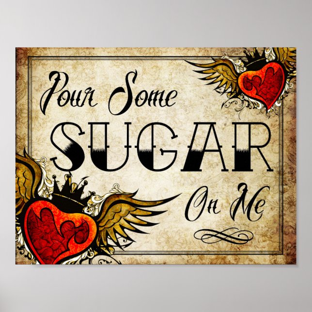 Wedding Vintage Heart Tattoo Dessert Table Poster (Front)