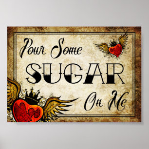 Wedding Vintage Heart Tattoo Dessert Table Poster