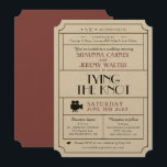 Wedding Vintage Ticket Invite / Cinema Film Theme<br><div class="desc">Update all text fields with your custom info; option to add additional wedding details or accommodations to the back; look for a separate RSVP card in my rsvp section!</div>