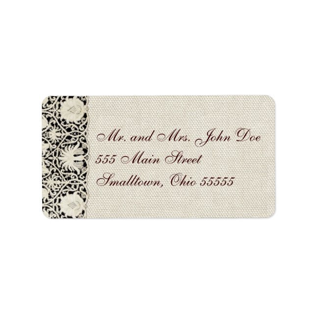 Wedding Vintage White Lace and Linen Label (Front)