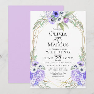 Wedding   Violet Anemone Flowers Invitation