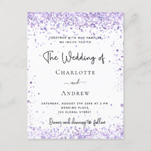 Wedding violet lavender script invitation postcard