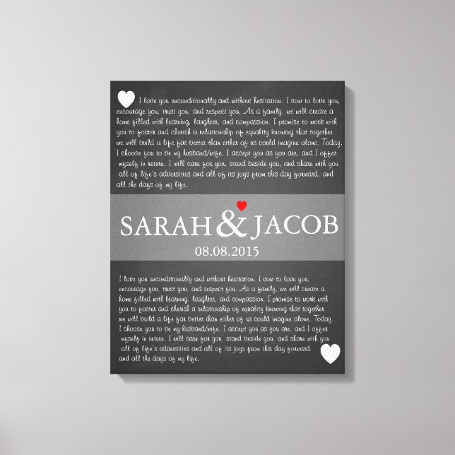 Wedding vow canvas print anniversary gift (Front)