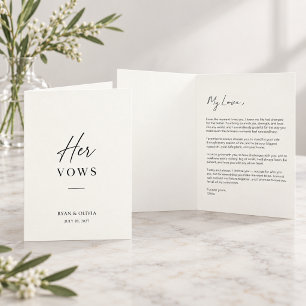 Wedding Vow Card for Her Personalised