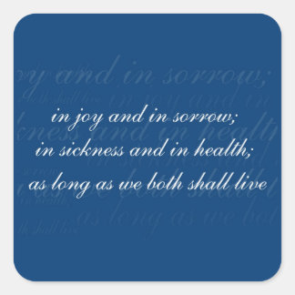 Wedding Vow In Sickness Blue Square Sticker