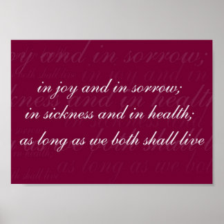Wedding Vow In Sickness Magenta Poster