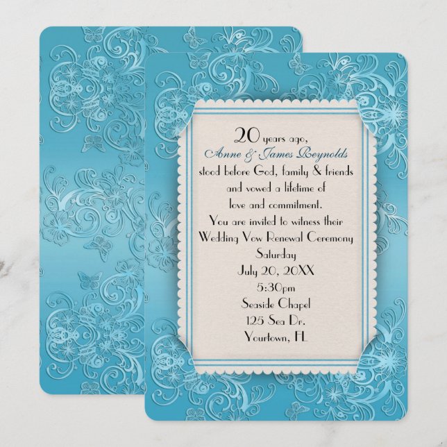 Wedding Vow Renewal 20th Anniversary  Invitation (Front/Back)