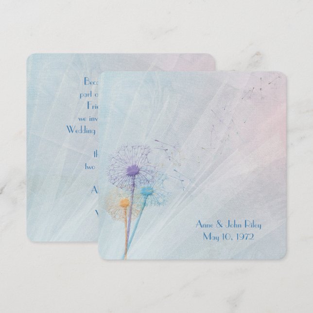 Wedding Vow Renewal Dandelion Bouquet Invitation (Front/Back)