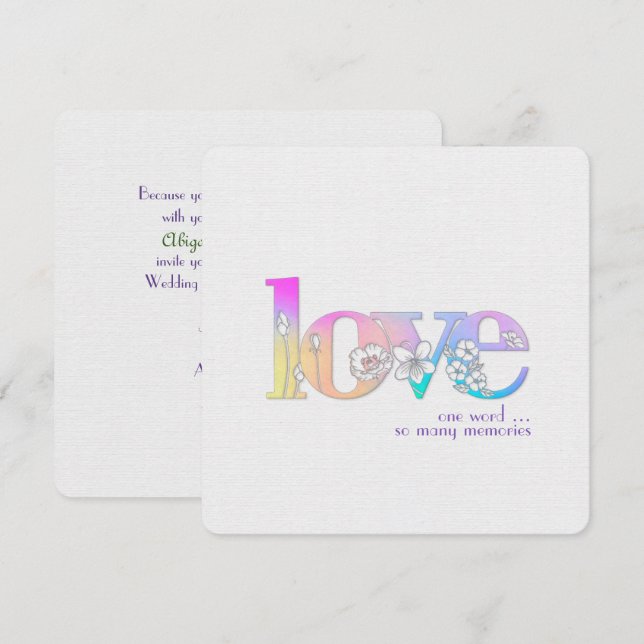 Wedding Vow Renewal-floral love font Invitation (Front/Back)