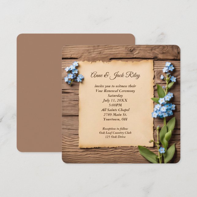 Wedding Vow Renewal Forget-Me-Nots Invitation (Front/Back)
