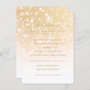 Wedding Vow Renewal Gold Bokeh Sparkle Lights Invitation