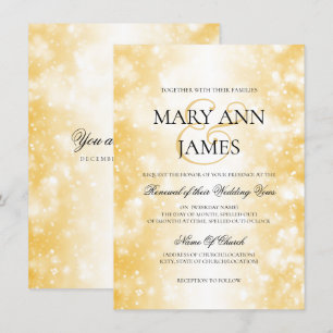 Wedding Vow Renewal Gold Shimmer Lights Invitation
