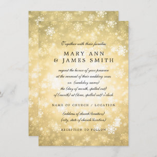 Wedding Vow Renewal Gold Winter Wonderland Sparkle Invitation