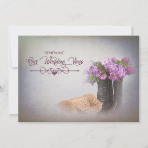 Wedding Vow Renewal Invitation, Boots/Flowers Invitation