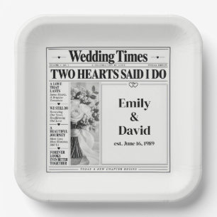 Wedding Vow Renewal Newspaper Paper Plate