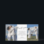 Wedding Vow Renewal Photo Thank You Card<br><div class="desc">Thank you card for a wedding vow renewal ceremony with two of your wedding renewal photos. Thank you written in a black script above a personal message to your wedding guests. Add your names too! A one sided thank you card in white with black text. Wedding vow renewal thank you...</div>