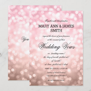 Wedding Vow Renewal Rose Blush Pink Glitter Lights Invitation